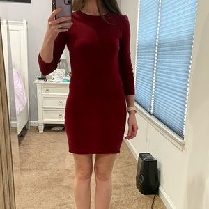 Burgundy red sweater dress